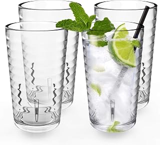 ALIMOTA Trinkglas Stapelbare Camping Gläser Trinkgläser im 4er Set – Kunststoff Gläser– Bruc…