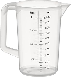 APS 30047 Messbecher 1 Liter, Ø 12 x H: 17 cm, Kunststoffbecher mit geprägter Maßskalierung au…