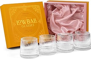GLASSIQUE CADEAU Vintage Art Deco Speakeasy Gerippte Gin + Rum Rocks Cocktailgläser | 4er Set | …