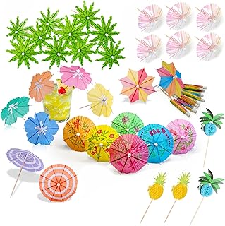 80 Stück Cocktail Deko, 3D-Papier Cocktail Zubehör Deko, Wiederverwendbar Bunte Cocktailschirmc…