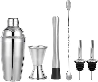 Cocktailshaker-Set, 750 ml, Edelstahl, mit Shaker, Messbecher, Löffel, Ausgießer, für Zuhause,…