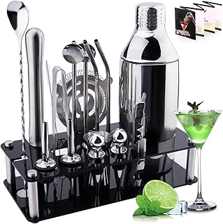 Cocktail Set 18 Stück, Cocktail Shaker, Edelstahl Cocktail Zubehör Mix Set, Professionelles Bar…