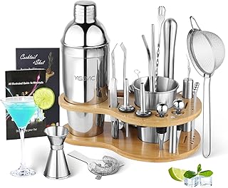 YISSVIC Cocktail Set 22 Stück Cocktail Barzubehör Mix Set Edelstahl Cocktailshaker 750ml mit Ho…