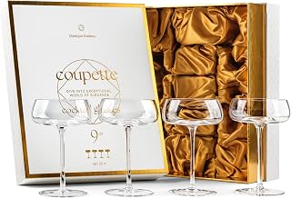 Coupette Cocktail Martini Gläser und Champagnerschalen | 4er Set | Elegante 260 ml Kristall Coup…