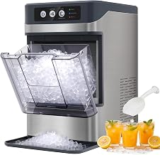 Eiswürfelmaschine 15kg/24h – Nugget-Eis in 6 Min, Crushed Ice, automatische Reinigung, 120W, m…
