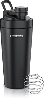Arendo – Eiweiß Shaker Edelstahl 750ml, Protein Shaker mit Mixkugel, BPA frei, Mixbecher, Metall…