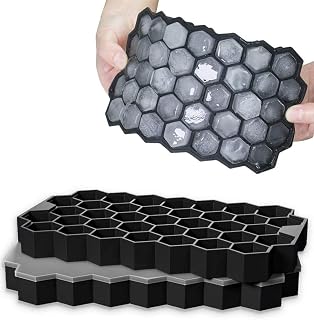 Eiswürfelform aus Silikon, 2er Pack 37-Fach Eiswuerfel Form, Stapelbar Eiswürfelbehälter Mit D…