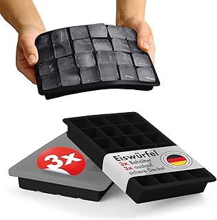 Blumtal Eiswürfelformen Silikon 3er Set – 24er Eiswürfelform mit Deckel – BPA-freie Silikon Eis…