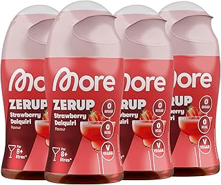 MORE Zerup, Strawberry Dauiqiri, 4 x 65 ml, für 40-48 l Fertiggetränk, zuckerfreier Sirup mit u…
