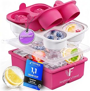 Pinkes XXL Eiskugel- & Eiswürfelform Set – Stylische Eisformen aus Platin Silikon für Eiskaff…