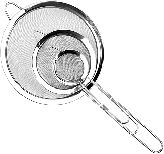 Relota 3 Stück Sieb Set 19/25/35 cm, Küchensieb Edelstahl mit Verstärktem Griff, Poliert Metal…