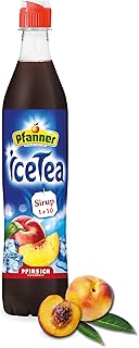Pfanner Eistee Pfirsich Sirup – 700 ml Getränkesirup – ergibt über 7 Liter Wasser mit Ice Tea P…