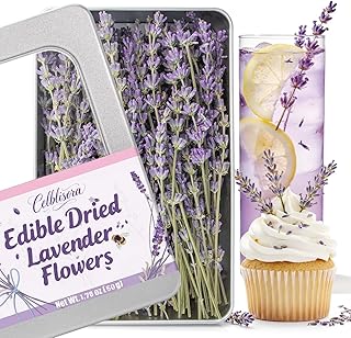 100+ Essbare Lavendelzweige für Cocktails (50 g),Kulinarischer Lavendel für Desserts,Tee,DIY Ba…