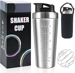 HA BIN Protein Shaker Edelstahl, Shaker Edelstahl 739 ml Mit Bechermanschette, Shaker Eiweiß Spo…