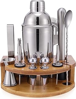 Cocktail Shaker Set mit Ständer, 750ML 12 Teiliges Professionelles Cocktail Set zum Mixen von Ge…