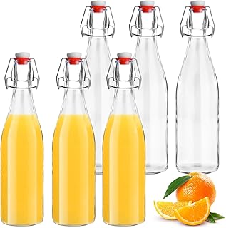 Glasflaschen 500ml, 6 Stück Saftflasche zum Befüllen, Glasflaschen 500ml mit Bügelverschluss, …