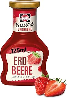 Schwartau Dessert Sauce Erdbeere, zum Verfeinern von Desserts und Eis, 125ml