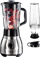 Russell Hobbs Standmixer 2-in-1 [1,5l Glasbehälter Mixer & 0,6l Mini Smoothie Maker -To-Go-Trink…