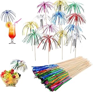 100 Stücke Cocktail Deko Cocktailspieße Feuerwerk EIS Dekoration | Cocktail Schirmchen für Geb…
