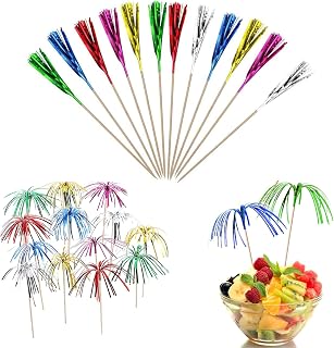 100 Stück Cocktailspieße aus Buntem Feuerwerk-Design – Party-Deko für Geburtstage, Bars, Coc…