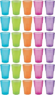 Plastikbecher bunt – 30 Stück – 350 ml – ideal für Cocktail | BPA-frei + Mehrweg + Bruchsicher …