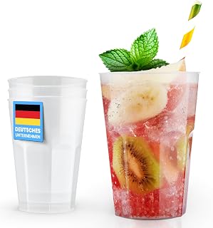 30 Cocktailbecher 0,3 L | Bruchsichere Plastikbecher Transparent | Spülmaschinenfest & Flexibler…