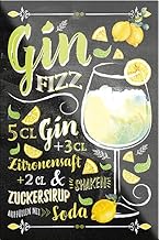 schilderkreis24 – Cocktail Rezept “Gin Fizz“ Magnet Alkohol Spirituosen Deko Kühlschrankma…