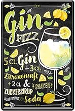 schilderkreis24 – Blechschilder Cocktail Rezept „Gin Fizz“ Deko Metallschild Schild für alle Bar…