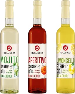 Höllinger Bio Cocktailsirup Set Mojito Aperitivo Limoncello 3 x 0,5 L