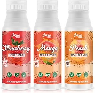 INSPIRE FOOD Bubble Tea Sirup Set | 3x300ml Erdbeere Mango Pfirsich | Erdbeere, Mango & Pfirsich …
