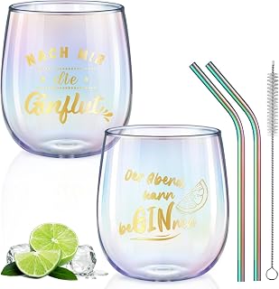 glastal 450ml Gin Tonic Gläser 2er Set Bunt Weingläser mit Gin Sprüchen | Bunt Gin Gläser, Bo…