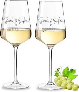 VILLA ROSA LOTTA – Leonardo Weinglas 2er Set mit Gravur – Hochzeitsgeschenke für Brautpaar, Pers…