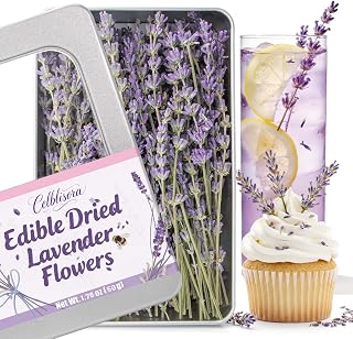 100+ Essbare Lavendelzweige für Cocktails (50 g),Kulinarischer Lavendel für Desserts,Tee,DIY Ba…