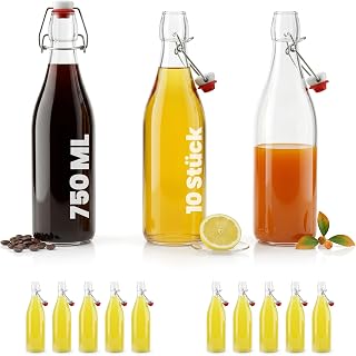 10 Bügelflaschen 750ml 1l Bügelflasche 750 ml Glasflaschen mit Bügelverschluss Leer zum Befül…