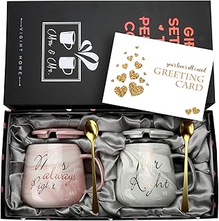 Hochzeitsgeschenk für Brautpaar – Mr Right & Mrs Always Right Kaffeetassen | Perfekt für Verl…