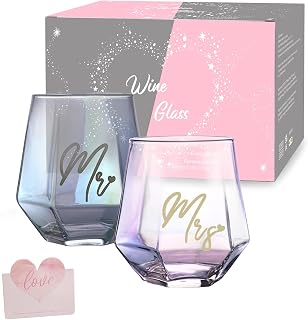 BigNoseDeer Mr and Mrs Paar Gläser,Weinglas Becher Set,Hochzeit Becher für Braut und Bräutigam…