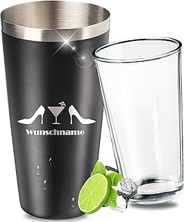 Personalisierter Boston Shaker mit Glas 700 ml – Geschenkidee für Männer & Frauen – Cocktailsha…