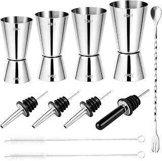 Cocktail Messbecher 3cl/4cl/5cl/6cl Doppelmaß, Edelstahl Cocktail Jigger Barmäß mit Flaschenau…
