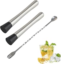 2 Stück Cocktail Stößel mit Barlöffel,Getränke und Barzubehör | Edelstahl Eiscrusher & Moji…