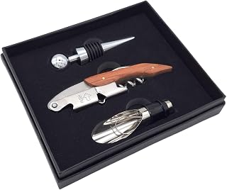 Elegantes 3-teiliges Weinset – Kellnermesser, Ausgießer & Flaschenverschluss in Geschenkbox