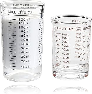 2 Stück ClMessbecher Cocktail – Messbecher Klein 90ml Und 120ml – Messbecher Glas – Measuring Cu…