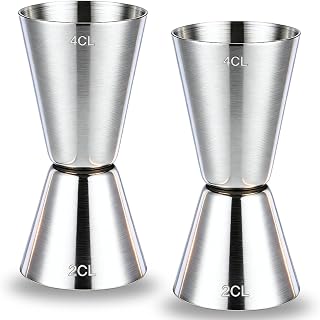 Cocktail-Messbecher 2/4 cl aus Edelstahl | Doppelseitiges Barmaß für präzises Dosieren von Gin…