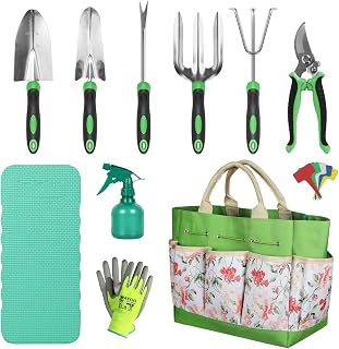 ORIENTOOLS Gartenwerkzeug Set,Geschenke für Frauen & Männer, Gartengerätset mit Tasche, 10-tei…