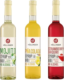 HÖLLINGER Bio Cocktailsirup Set Mojito, Piña Colada, Strawberry Daiquiri