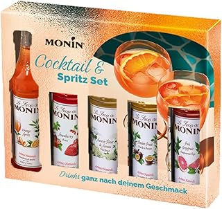 MONIN Spritz & Aperitif Set 5 x 5 cl | Mini Sirup Set mit Erdbeere, Pink Grapefruit, Orange Sprit…