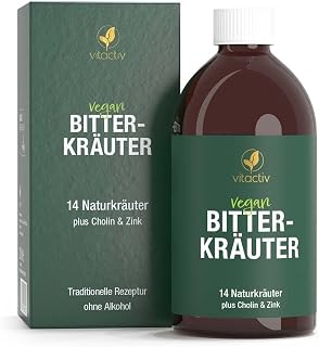 Vitactiv BITTERKRÄUTER – Bittertropfen ohne Alkohol, 200ml (117 Tage) – Erlesene Kräuter plus C…