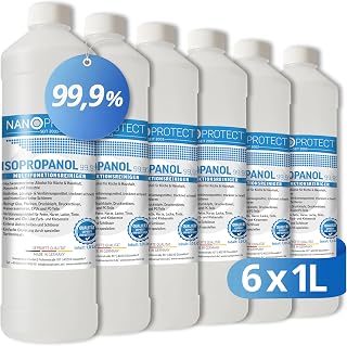 Nanoprotect Isopropanol 99,9% | 6 x 1 Liter Reiniger | Hochprozentiger Isopropylalkohol | IPA Rei…