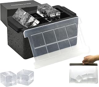 Kristalline Eiswürfelformen, riesiges Tablett für 5,1-cm-Eiswürfelmaschinen, 8 große, transpa…