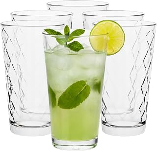 TREND FOR HOME Trinkgläser Set Wassergläser Set Longdrink Dekorierte Gläser, 370 ml, Set von 6…