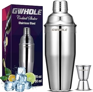 GWHOLE Cocktailshaker Set Cocktailmixer 750ml Bar Zubehör Edelstahl mit Cocktailrezepte Ebook, M…